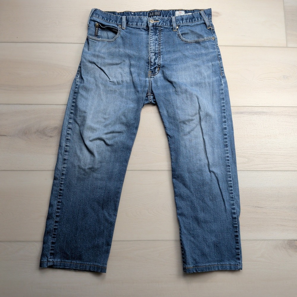 Armani Jeans Mens 34x25 Blue J31 Straight Leg Denim‎ Stretch Pants
